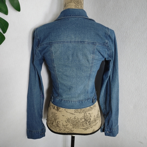 Charming Charlie Denim Jean Jacket with Rose Flowers - Picture 3 of 7
